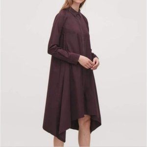 COS Handkerchief Button Front Long Sleeve Oversized Shirt Dress Women's 8